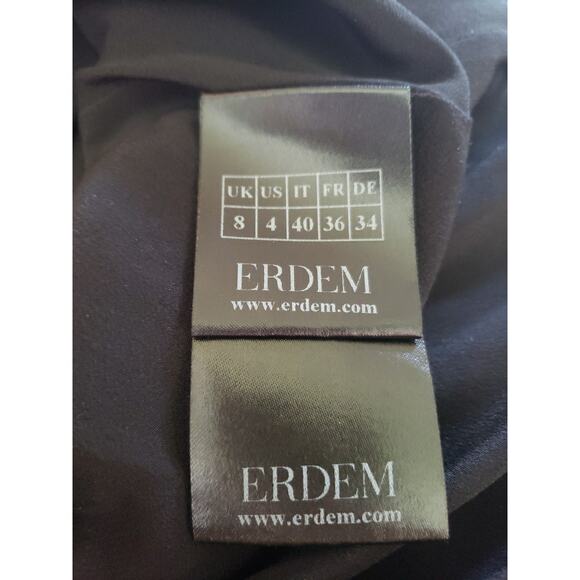 Erdem Magdelene Hogworth-Print Crepe De Chine Silk Midi Dress Sz US 4 (V4 - Picture 9 of 10